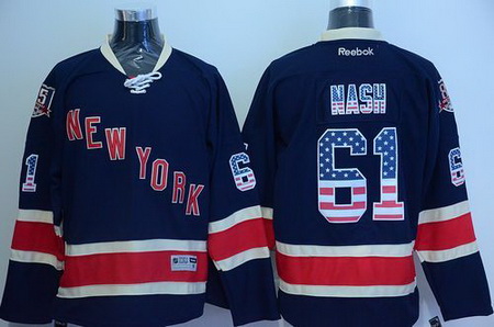 Rangers  #61 Rick Nash Navy Blue USA Flag Fashion Stitched NHL Jersey