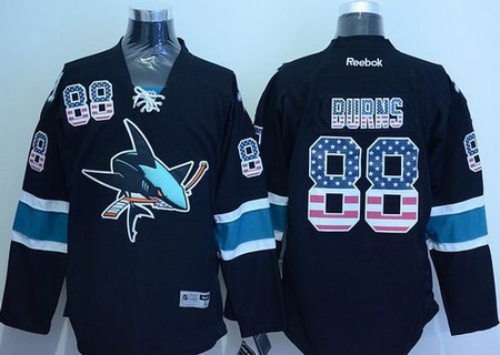 Sharks  #88 Brent Burns Black USA Flag Fashion Stitched NHL Jersey