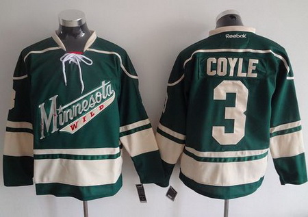 Wild #3 Charlie Coyle Green Stitched NHL Jersey