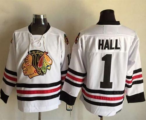 Chicago Blackhawks  #1 Glenn Hall White CCM Throwback Stitched NHL Jersey