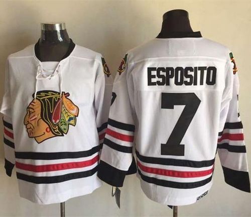 Chicago Blackhawks  #7 Tony Esposito White CCM Throwback Stitched NHL Jersey