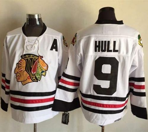 Chicago Blackhawks  #9 Bobby Hull White CCM Throwback Stitched NHL Jersey