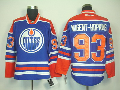 Edmonton Oilers #93 Ryan Nugent-Hopkins Blue [Orange Number]