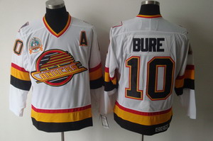 Vancouver Canucks 10 Bure White CCM Jerseys A patch