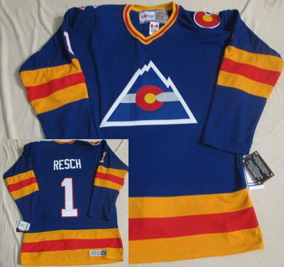 Colorado Avalanche 1 Chico Resch CCM Throwback Blue NHL Jerseys