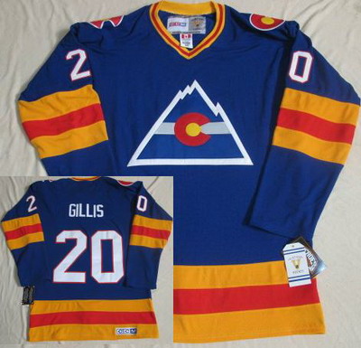 Colorado Avalanche 20 MIKE GILLIS CCM Throwback Blue NHL Jerseys