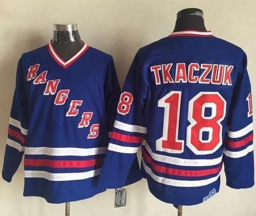 Rangers #18 Walt Tkaczuk Blue CCM Heroes of Hockey Alumni Stitch