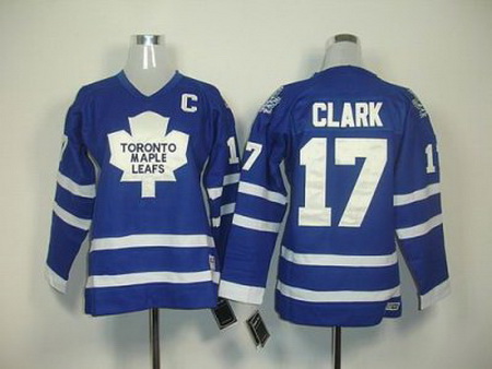 YOUTH Toronto Maple Leafs #17 Wendel Clark Blue Jersey C Patch