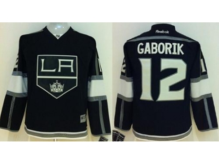 Kids Los Angeles Kings 12 Marian Gaborik Black NHL Jerseys