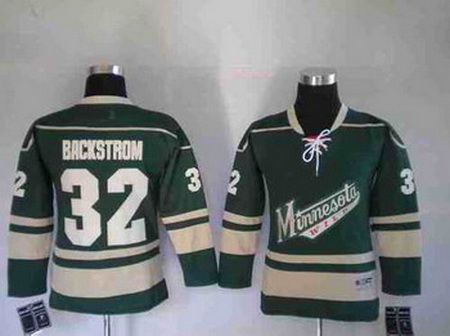 Youth Minnesota Wild 32 BACKSTROM GREEN Jerseys