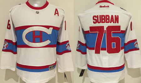 Canadiens #76 P K Subban White 2016 Winter Classic Stitched Youth NHL Jersey