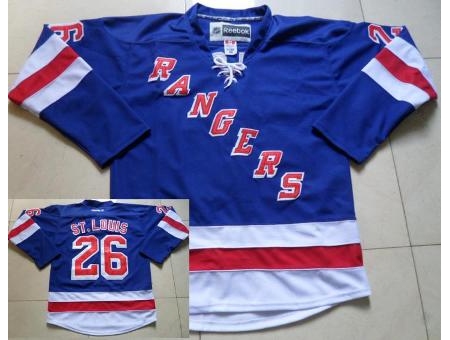 New York Rangers 26 Martin St. Louis Blue Hockey NHL Jerseys