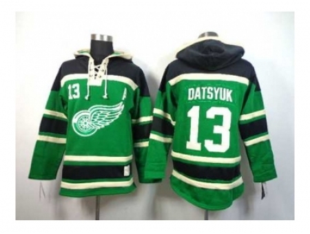 NHL Jerseys detroit red wings #13 datsyuk green[pullover hooded sweatshirt patch A]