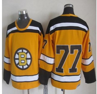 Boston Bruins #77 Ray Bourque Yellow CCM Throwback Stitched NHL 