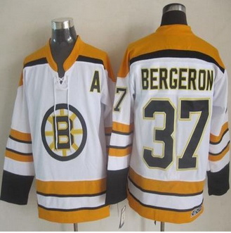 Boston Bruins #37 Patrice Bergeron White CCM Throwback Stitched NHL Jersey