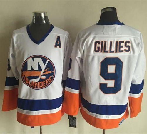 Islanders #9 Clark Gillies White CCM Throwback Stitched NHL Jersey