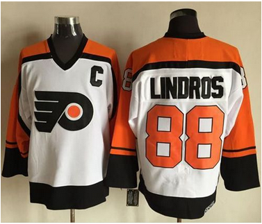 Flyers #88 Eric Lindros WhiteBlack CCM Throwback Stitched NHL Je
