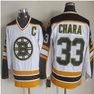 Boston Bruins #33 Zdeno Chara White Black CCM Throwback Stitched NHL Jersey