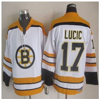 Boston Bruins #17 Milan Lucic White CCM Throwback Stitched NHL Jersey