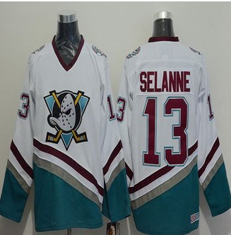 Anaheim Ducks #13 Teemu Selanne White CCM Throwback Stitched NHL Jersey