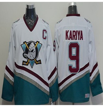 Anaheim Ducks #9 Paul Kariya White CCM Throwback Stitched NHL Jersey