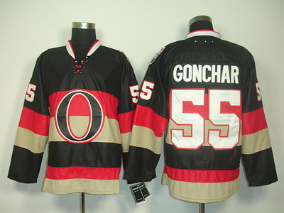 2011 New Hockey Jerseys Ottawa 55 Sergei Gonchar Black Color jersey