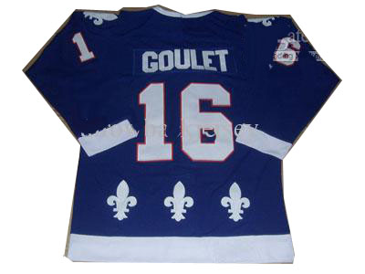 Quebec Nordiques #16 Michel Goulet Blue CCM Ice Hockey Jersey