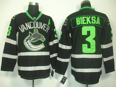 nhl vancouver canucks #3 bieksa black A patch