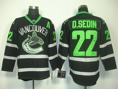 nhl vancouver canucks #22 d.sedin black jerseys A patch