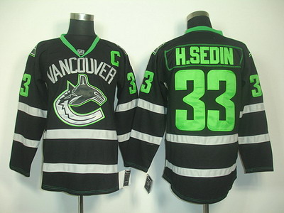 nhl vancouver canucks #33 h.sedin black C patch