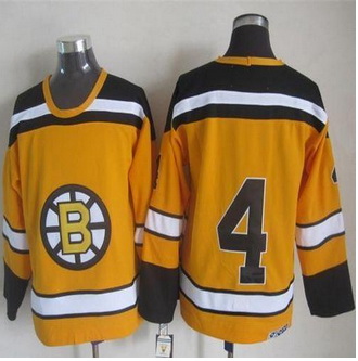 Boston Bruins #4 Bobby Orr Yellow CCM Throwback Stitched NHL Jersey