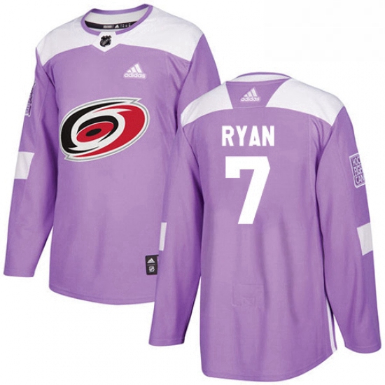 Mens Adidas Carolina Hurricanes 7 Derek Ryan Authentic Purple Fights Cancer Practice NHL Jersey