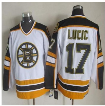 Boston Bruins #17 Milan Lucic White Black CCM Throwback Stitched