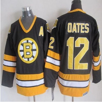 Boston Bruins #12 Adam Oates Black-Yellow CCM Throwback Stitched NHL Jersey