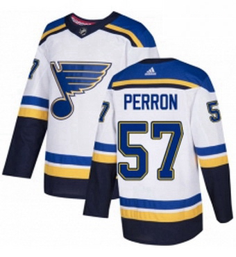 Mens Adidas St Louis Blues 57 David Perron Authentic White Away NHL Jersey