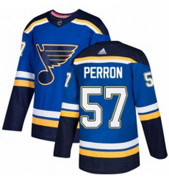 Mens Adidas St Louis Blues 57 David Perron Authentic Royal Blue Home NHL Jersey