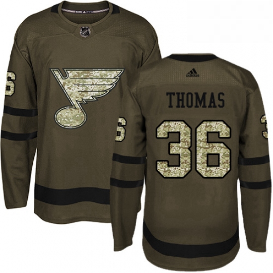 Mens Adidas St Louis Blues 36 Robert Thomas Premier Green Salute