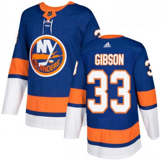 Mens Adidas New York Islanders 33 Christopher Gibson Premier Royal Blue Home NHL Jersey