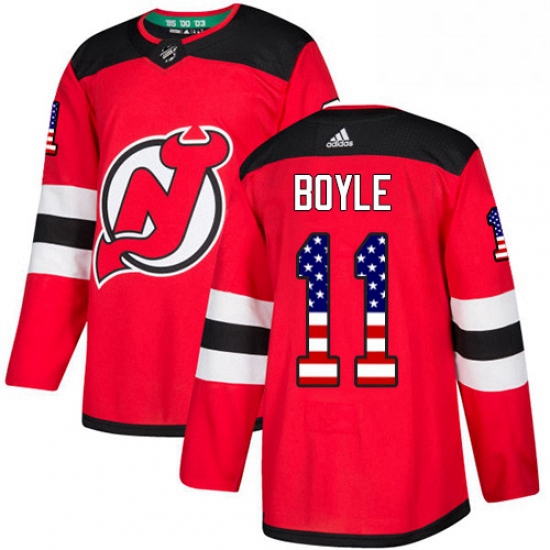 Mens Adidas New Jersey Devils 11 Brian Boyle Authentic Red USA Flag Fashion NHL Jersey