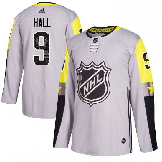 Mens Adidas New Jersey Devils 9 Taylor Hall Authentic Gray 2018 All Star Metro Division NHL Jersey