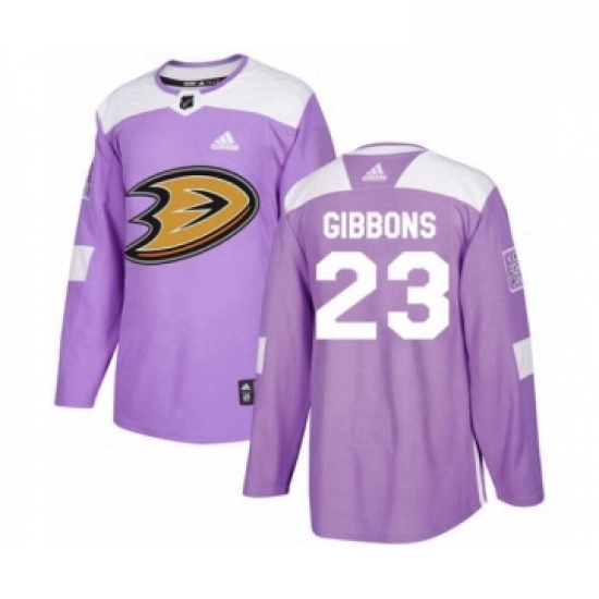 Mens Adidas Anaheim Ducks 23 Brian Gibbons Authentic Purple Fights Cancer Practice NHL Jersey