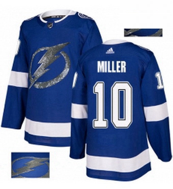 Mens Adidas Tampa Bay Lightning 10 JT Miller Authentic Royal Blue Fashion Gold NHL Jersey