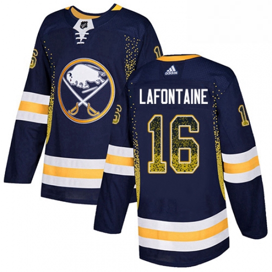 Mens Adidas Buffalo Sabres 16 Pat Lafontaine Authentic Navy Blue