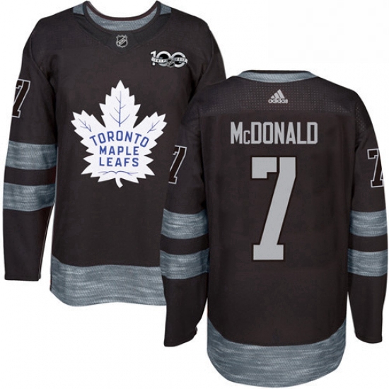 Mens Adidas Toronto Maple Leafs 7 Lanny McDonald Authentic Black 1917 2017 100th Anniversary NHL Jer