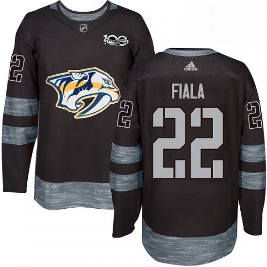 Mens Adidas Nashville Predators 22 Kevin Fiala Authentic Black 1917 2017 100th Anniversary NHL Jerse