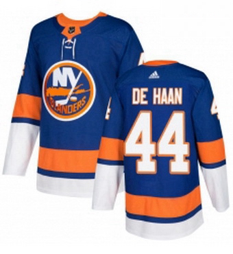 Mens Adidas New York Islanders 44 Calvin de Haan Premier Royal Blue Home NHL Jersey