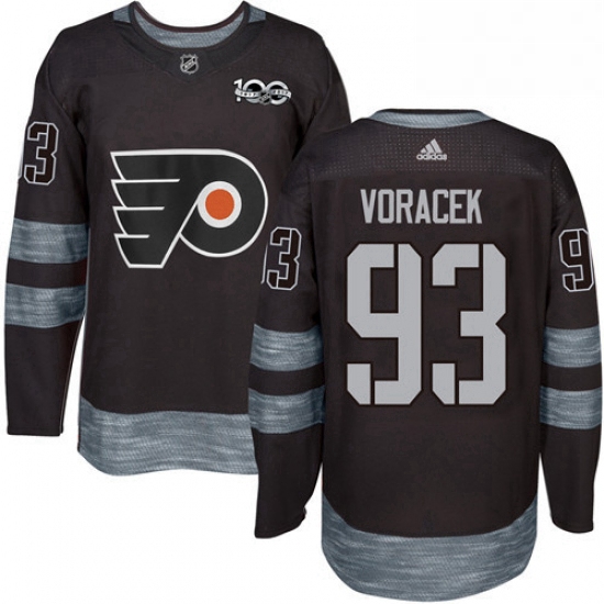 Mens Adidas Philadelphia Flyers 93 Jakub Voracek Authentic Black 1917 2017 100th Anniversary NHL Jer