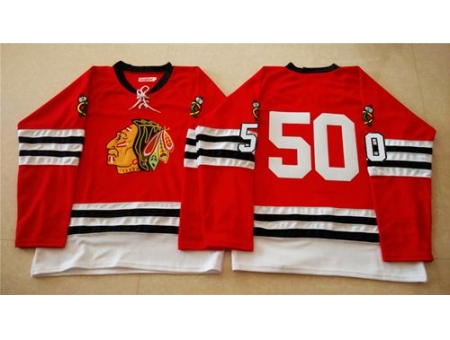 Chicago Blackhawks #50 Corey Crawford Red Mitchell And Ness 1960-61 Stitched NHL Jersey