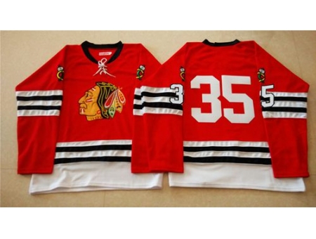 Chicago Blackhawks #35 Tony Esposito Red Mitchell And Ness 1960-61 Stitched NHL Jersey