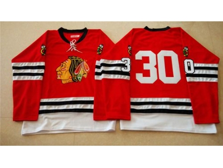 Chicago Blackhawks #30 ED Belfour Red Mitchell And Ness 1960-61 Stitched NHL Jersey